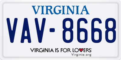 VA license plate VAV8668