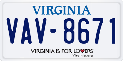 VA license plate VAV8671