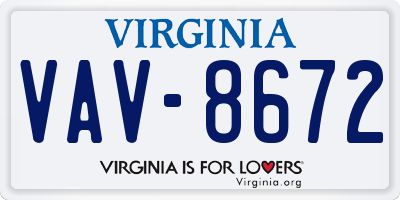 VA license plate VAV8672