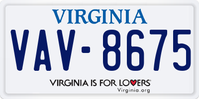 VA license plate VAV8675