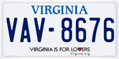 VA license plate VAV8676