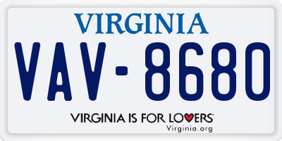 VA license plate VAV8680