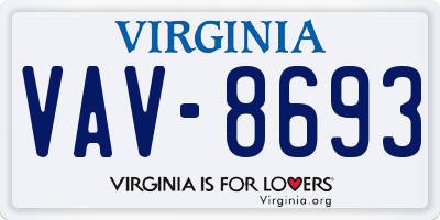 VA license plate VAV8693