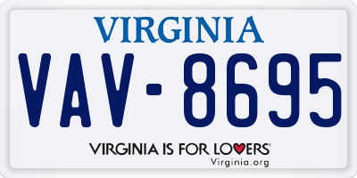 VA license plate VAV8695