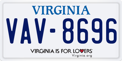 VA license plate VAV8696