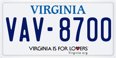 VA license plate VAV8700