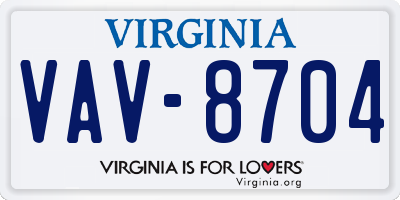 VA license plate VAV8704