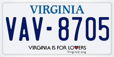 VA license plate VAV8705