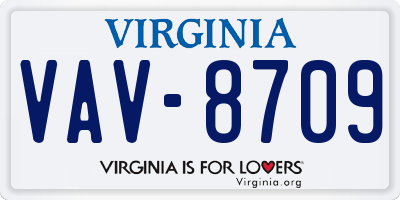 VA license plate VAV8709