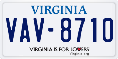 VA license plate VAV8710
