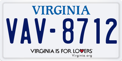 VA license plate VAV8712