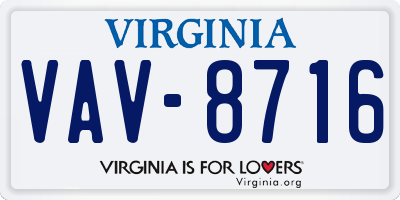 VA license plate VAV8716