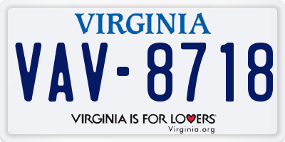 VA license plate VAV8718