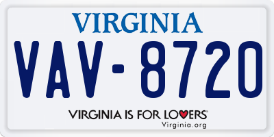 VA license plate VAV8720