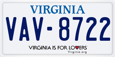 VA license plate VAV8722