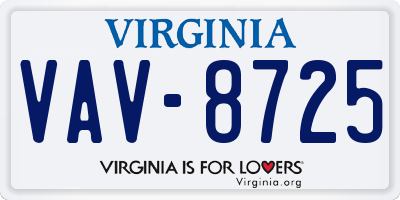 VA license plate VAV8725
