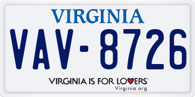 VA license plate VAV8726