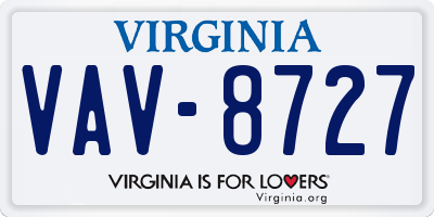 VA license plate VAV8727