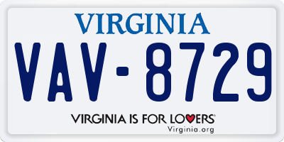 VA license plate VAV8729