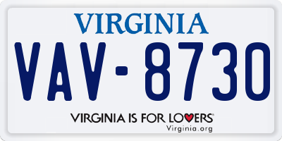 VA license plate VAV8730