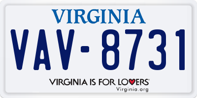 VA license plate VAV8731