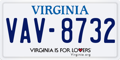 VA license plate VAV8732