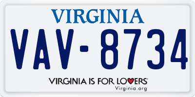 VA license plate VAV8734