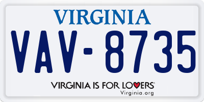 VA license plate VAV8735