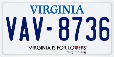VA license plate VAV8736