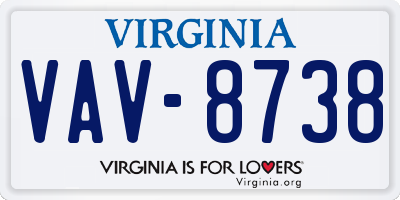 VA license plate VAV8738