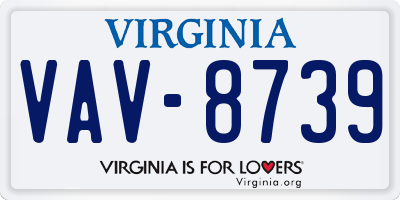 VA license plate VAV8739