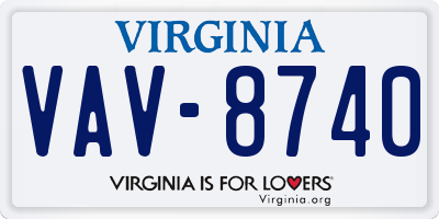 VA license plate VAV8740