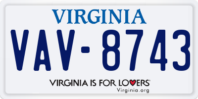 VA license plate VAV8743