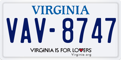VA license plate VAV8747