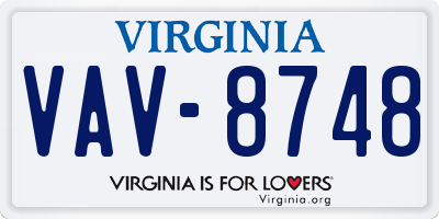 VA license plate VAV8748