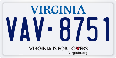 VA license plate VAV8751