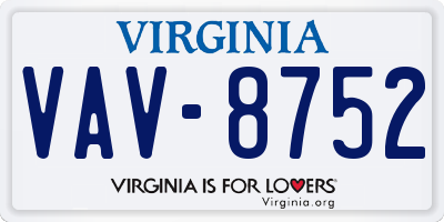 VA license plate VAV8752