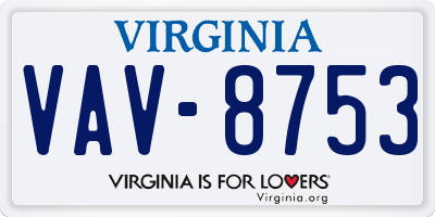 VA license plate VAV8753