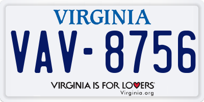 VA license plate VAV8756