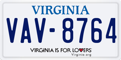 VA license plate VAV8764