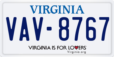 VA license plate VAV8767