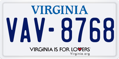 VA license plate VAV8768