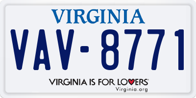 VA license plate VAV8771