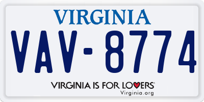 VA license plate VAV8774