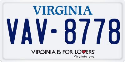 VA license plate VAV8778