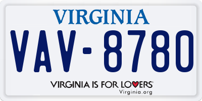 VA license plate VAV8780