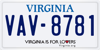 VA license plate VAV8781