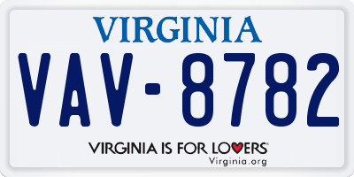 VA license plate VAV8782