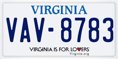 VA license plate VAV8783