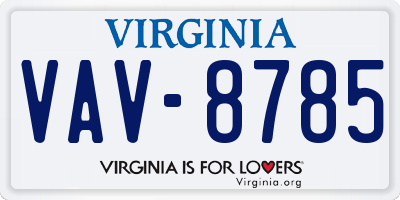 VA license plate VAV8785